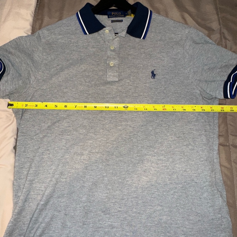 Ralph Lauren Light Gray Polo Shirt with Navy Accents